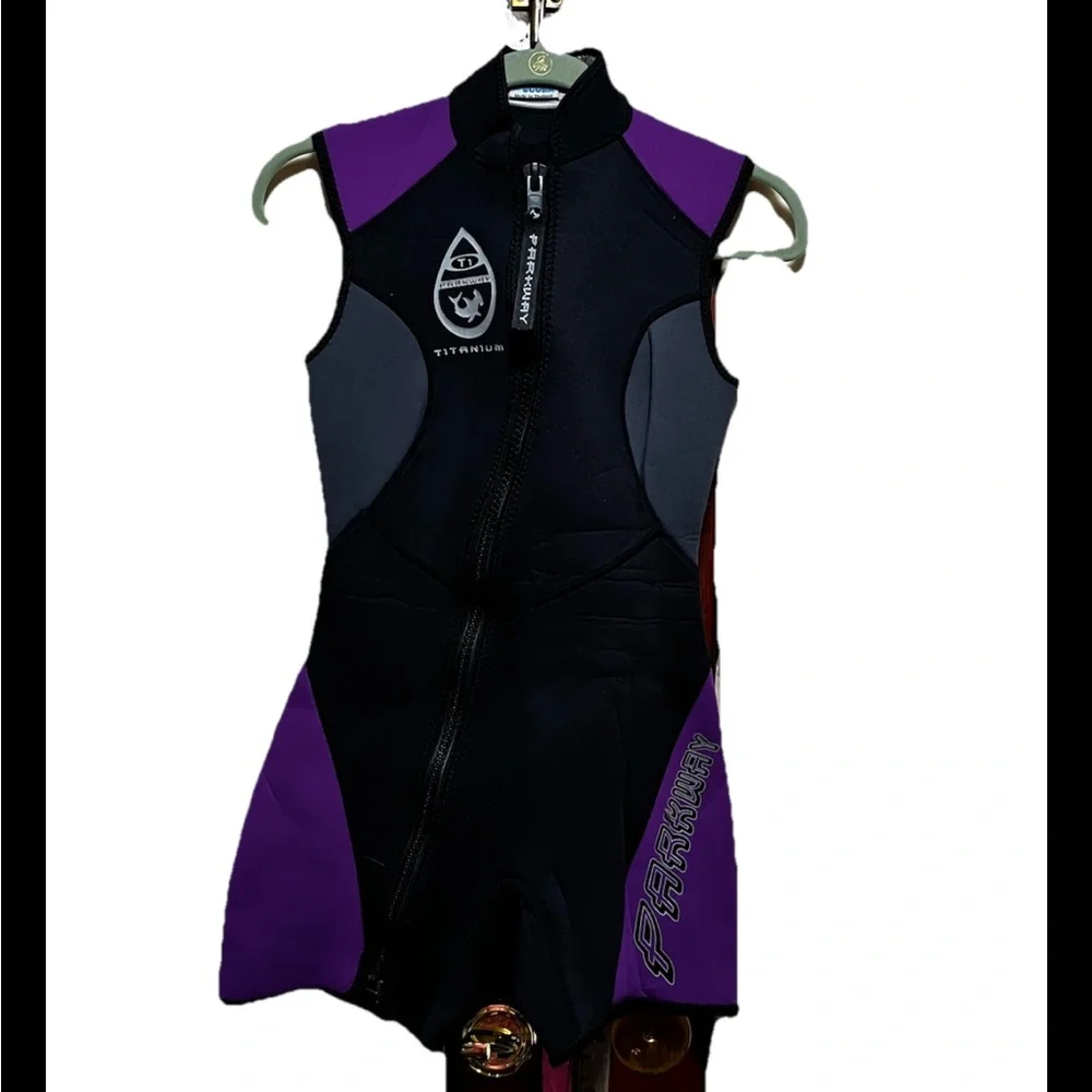 Kids Swim Wetsuit - Black and Purple